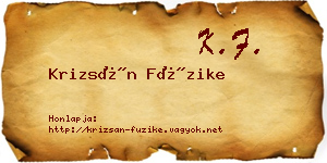 Krizsán Füzike névjegykártya